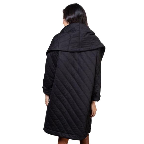 Steve Madden Black Quilted Shawl Collar Open Front Jacket XL NWT - Picture 3 of 7